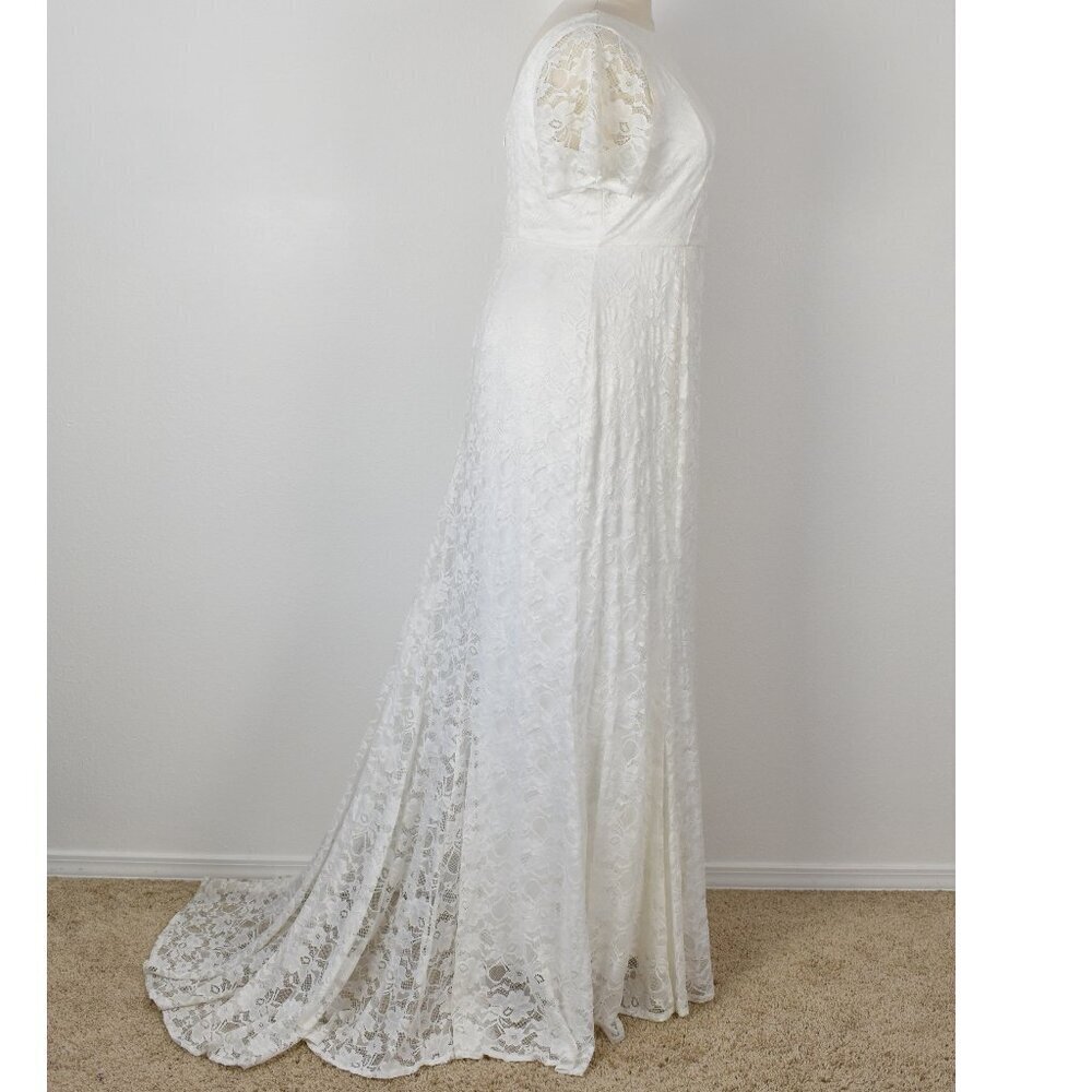 Torrid Ivory Lace Short Sleeve Fit & Flare Wedding Dress NEW - 22 - Picture 9 of 12